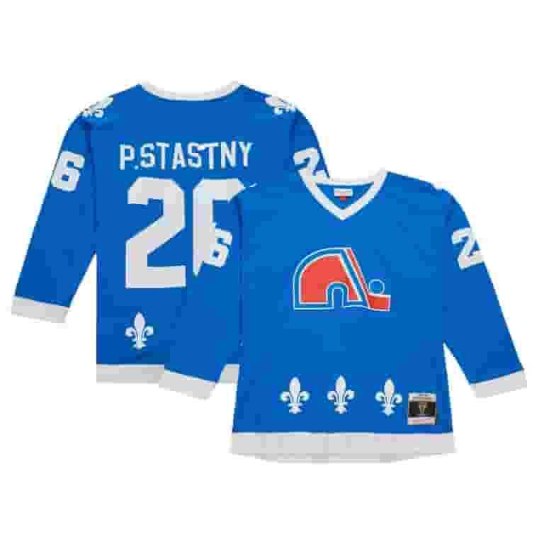 Men's Mitchell Ness Peter Stastny Blue Quebec Nordiques Vintage