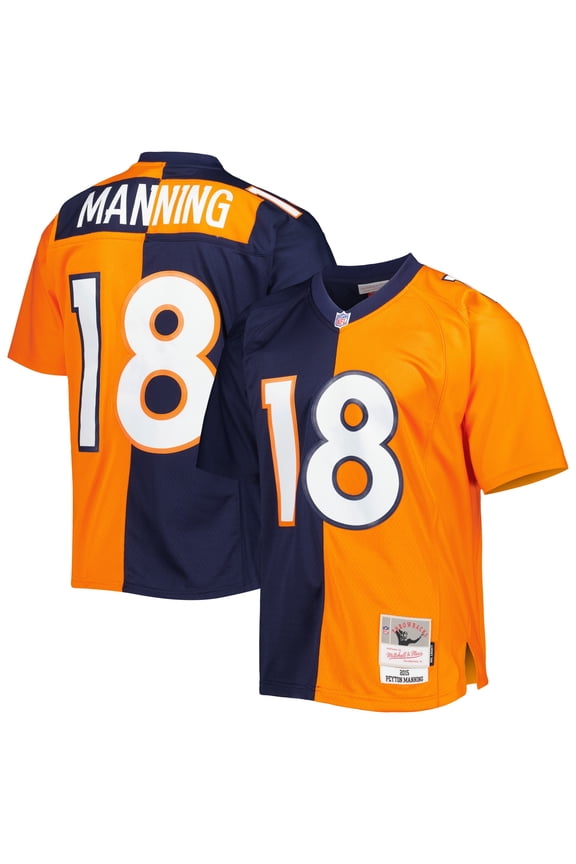Men's Mitchell & Ness Peyton Manning Navy/Orange Denver Broncos 2015 Split Legacy Replica Jersey