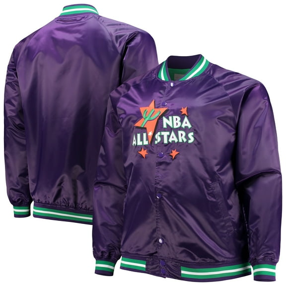 Men's Mitchell & Ness Purple Big & Tall 1995 NBA All-Star Game Hardwood Classics Satin Full-Snap Jacket