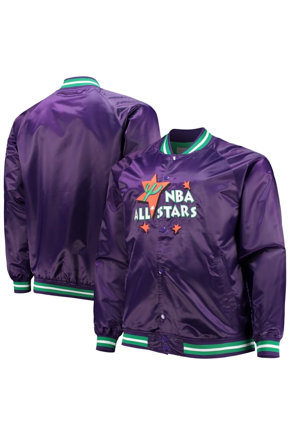 Men's Mitchell & Ness Purple Big & Tall 1995 NBA All-Star Game Hardwood Classics Satin Full-Snap Jacket