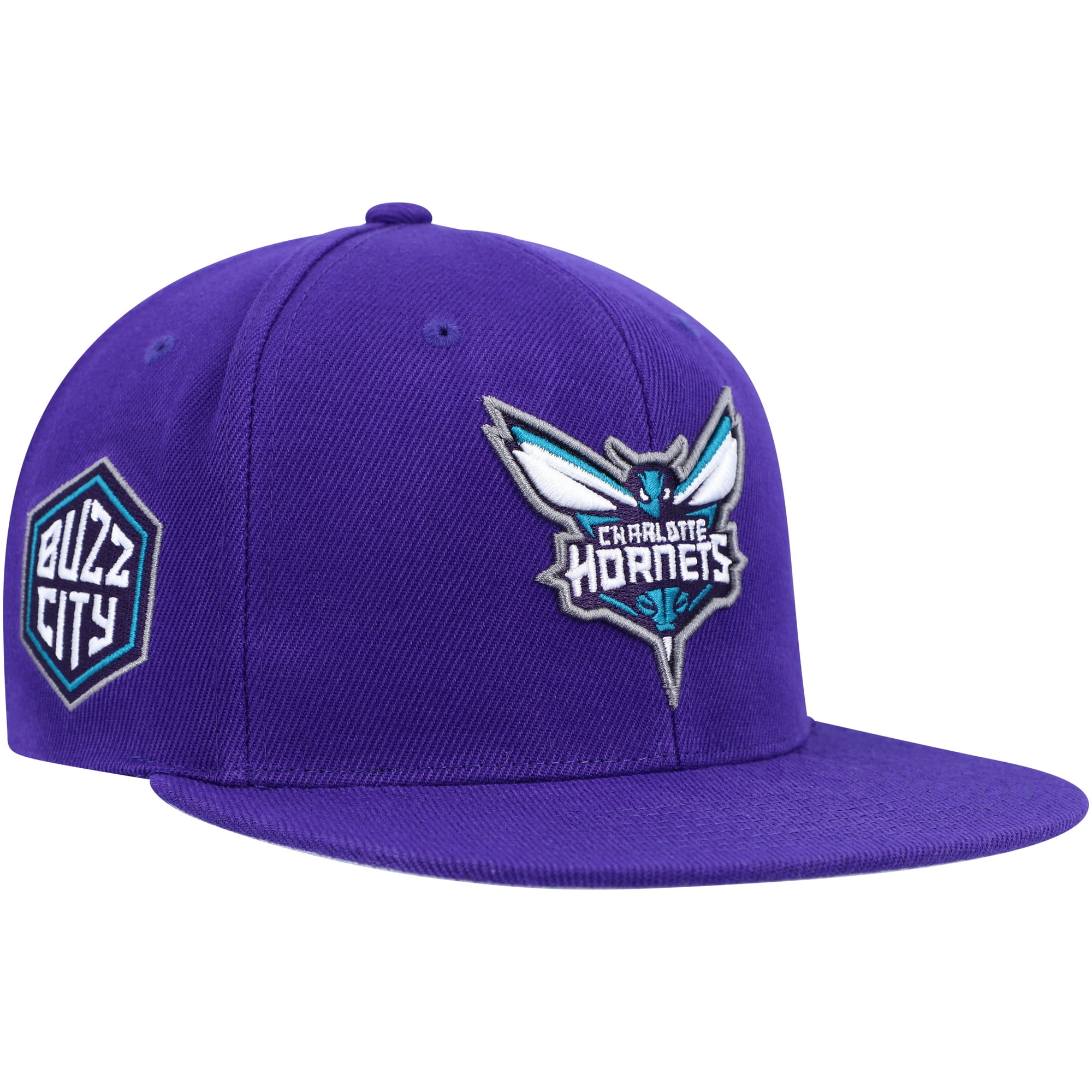 Men s Mitchell Ness Purple Charlotte Hornets Side Core 2.0 Snapback Hat Walmart