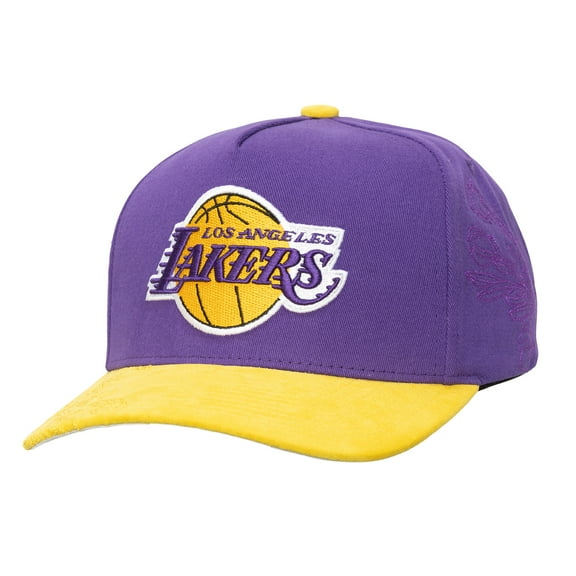 Men's-Mitchell & Ness Purple/Gold Los Angeles Lakers May Flowers Adjustable Hat