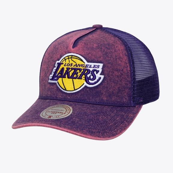 Men's Mitchell & Ness Purple Los Angeles Lakers Gameday Snow Wash Adjustable Trucker Hat