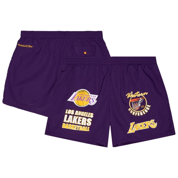 Men's Mitchell & Ness Purple Los Angeles Lakers Woven Shorts