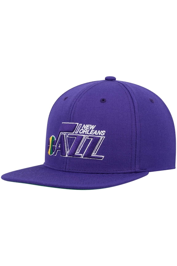 Men's Mitchell & Ness Purple New Orleans Jazz Hardwood Classics Team Ground 2.0 Snapback Hat
