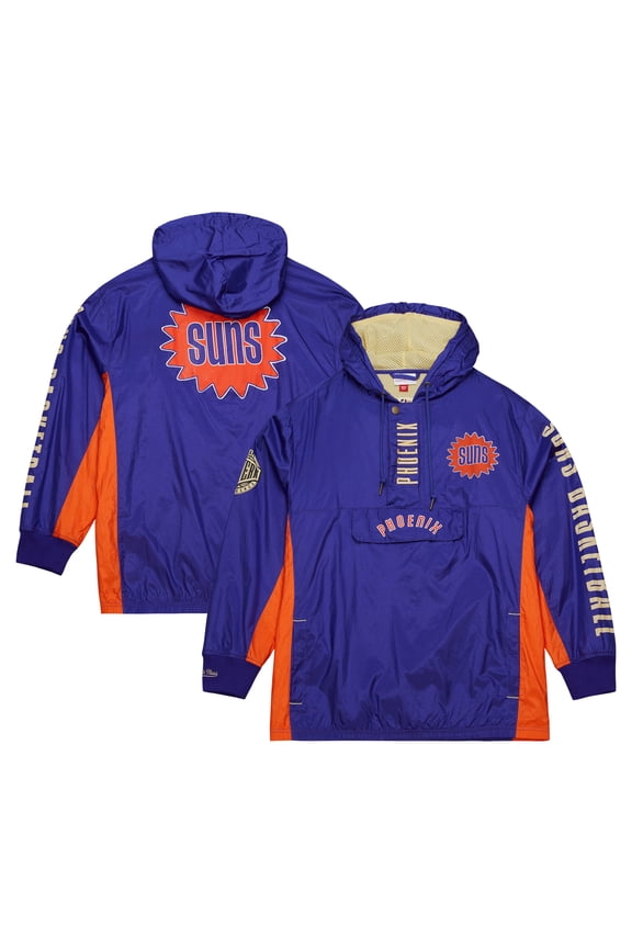 Men's Mitchell & Ness Purple Phoenix Suns  Team OG 2.0 Vintage Logo Anorak Windbreaker Quarter-Zip Jacket