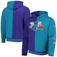 thumbnail image 1 of Men's Mitchell & Ness Purple/Teal New Orleans Hornets Big & Tall Hardwood Classics Split Pullover Hoodie, 1 of 3