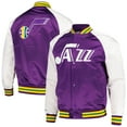 thumbnail image 1 of Men's Mitchell & Ness Purple Utah Jazz Double Clutch Satin Raglan Full-Snap Jacket, 1 of 3