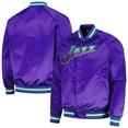 thumbnail image 1 of Men's Mitchell & Ness Purple Utah Jazz Hardwood Classics  Throwback Wordmark Raglan Full-Snap Jacket, 1 of 3