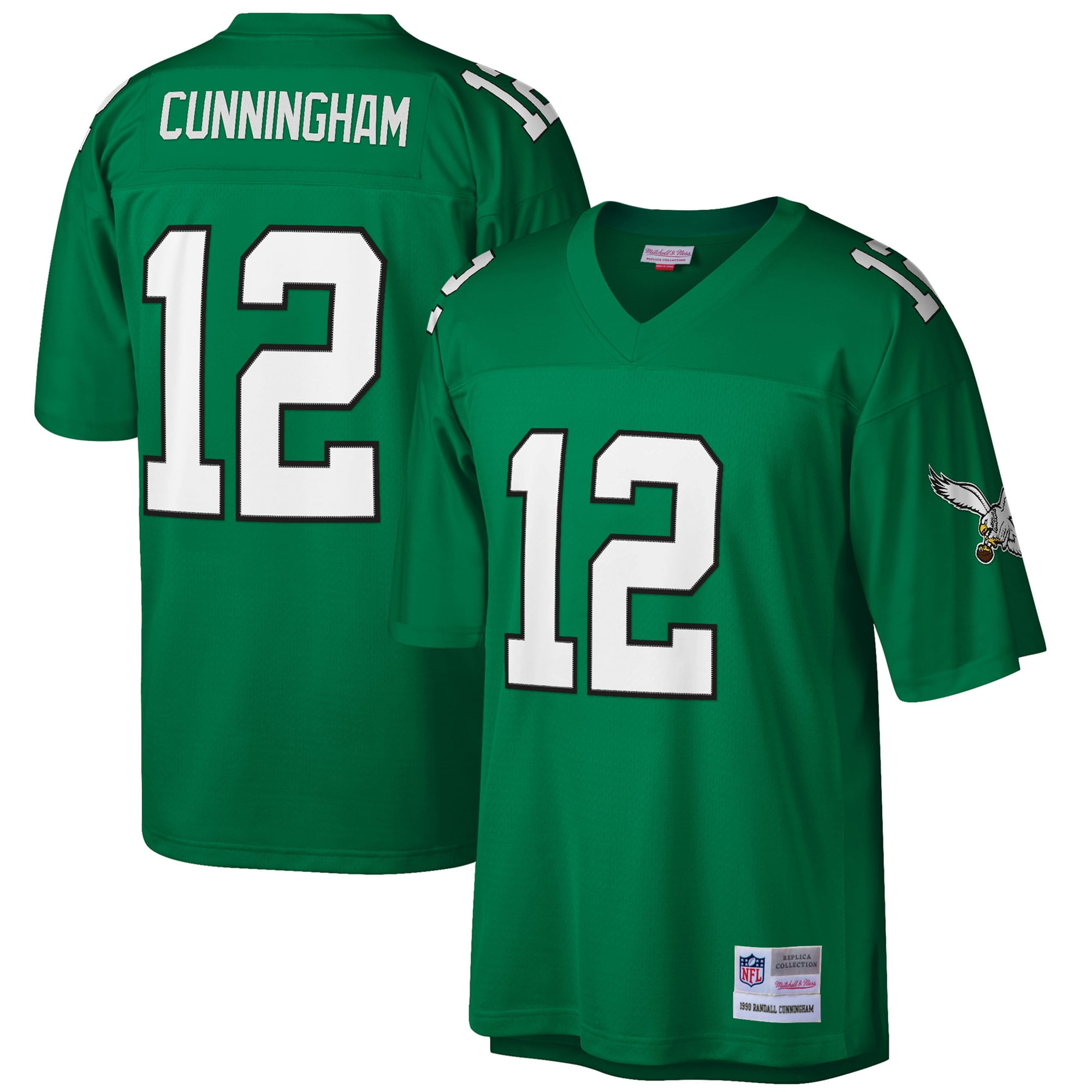 Men s Mitchell Ness Randall Cunningham Kelly Green Philadelphia Eagles Big Tall 1990 Retired Player Replica Jersey Walmart