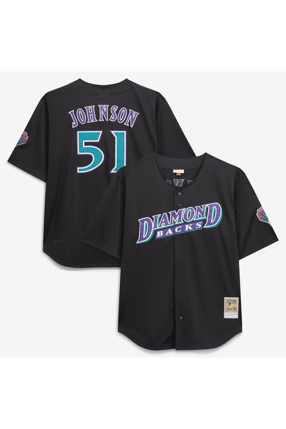 Men's Mitchell & Ness Randy Johnson Black Arizona Diamondbacks Big & Tall Cooperstown Mesh Batting Practice Jersey