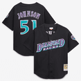 thumbnail image 1 of Men's Mitchell & Ness Randy Johnson Black Arizona Diamondbacks Cooperstown Collection Mesh Batting Practice Button-Up, 1 of 7