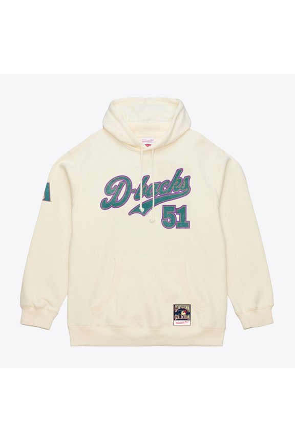 Men's Mitchell & Ness Randy Johnson Cream Arizona Diamondbacks Throwback Name & Number Hoodie