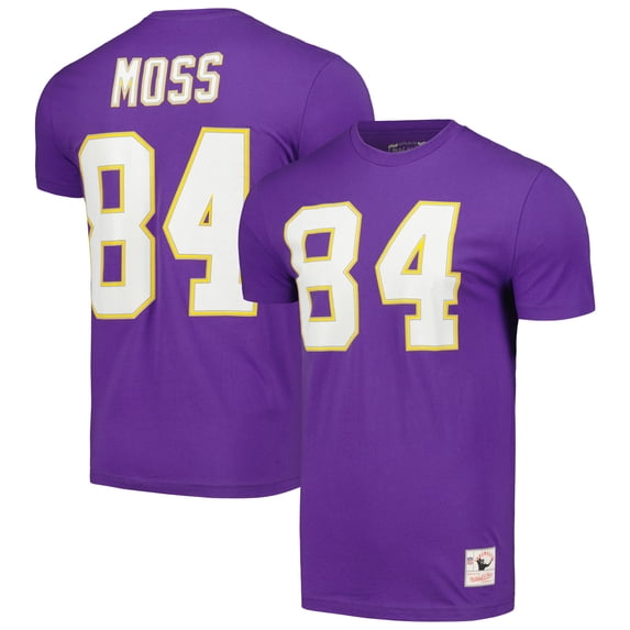 Men's Mitchell & Ness Randy Moss Purple Minnesota Vikings 40th Anniversary Retired Player Name & Number T-Shirt