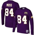 thumbnail image 1 of Men's Mitchell & Ness Randy Moss Purple Minnesota Vikings Big & Tall Retired Player Name & Number Long Sleeve Top, 1 of 3