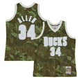 thumbnail image 1 of Men's Mitchell & Ness Ray Allen Camo Milwaukee Bucks Hardwood Classics 2000/01 Ghost Green Swingman Jersey, 1 of 4