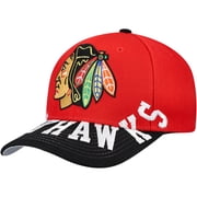Mens Mitchell & Ness Red/Black Chicago Blackhawks Underarch Two-Tone Pro Crown Snapback Hat