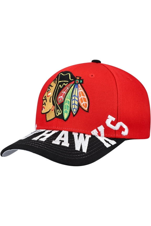 Men's Mitchell & Ness Red/Black Chicago Blackhawks Underarch Two-Tone Pro Crown Snapback Hat