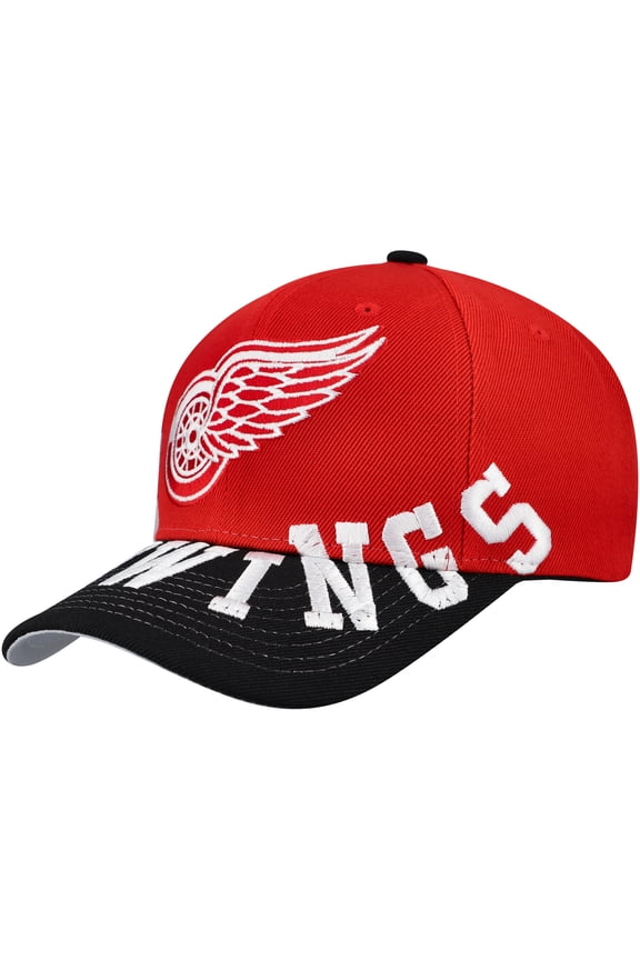 Men's Mitchell & Ness Red/Black Detroit Red Wings Underarch Two-Tone Pro Crown Snapback Hat