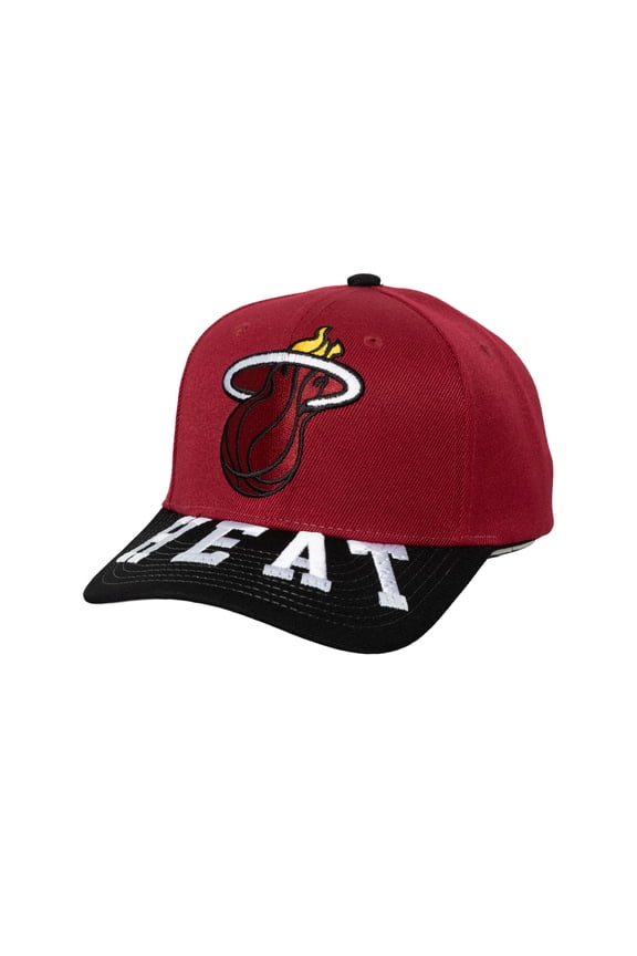 Men's Mitchell & Ness Red/Black Miami Heat Underarch Two-Tone Pro Crown Snapback Hat