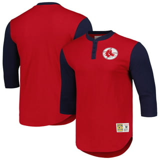 Cleveland Indians Mitchell & Ness 3/4-Sleeve Henley T-Shirt - Navy