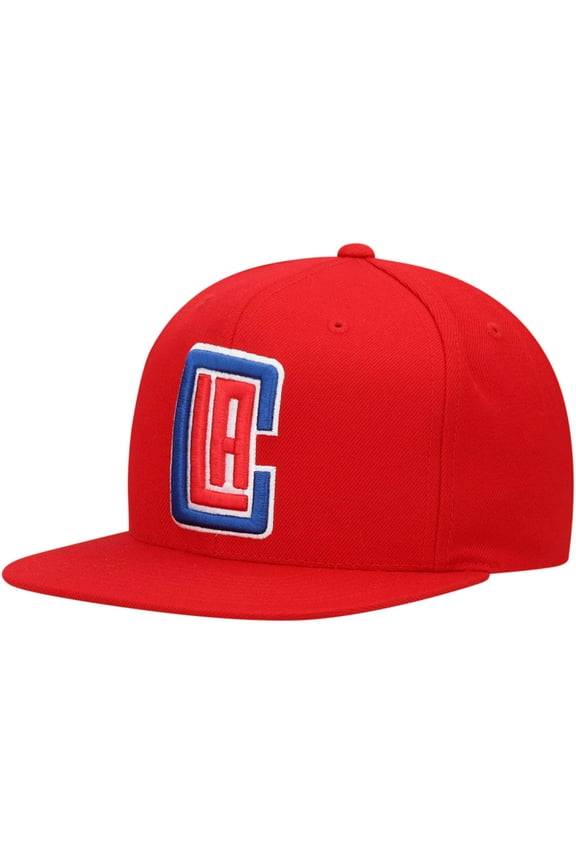 Men's Mitchell & Ness Red LA Clippers Team Ground Snapback Hat