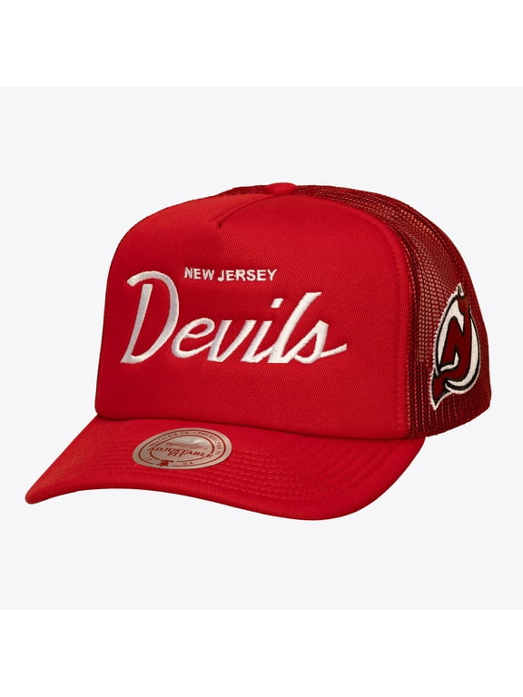 Men's Mitchell & Ness Red New Jersey Devils Head Coach Trucker Adjustable Hat