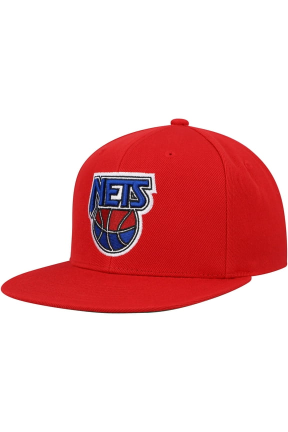 Men's Mitchell & Ness Red New Jersey Nets Hardwood Classics Essentials Tonal Basic Snapback Hat - OSFA