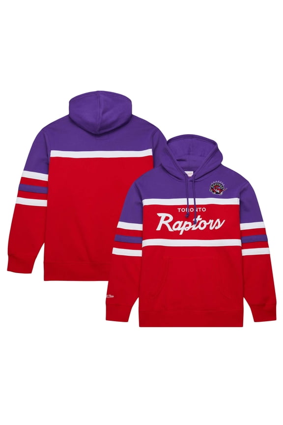 Men's Mitchell & Ness Red/Purple Toronto Raptors Head Coach Pullover Hoodie