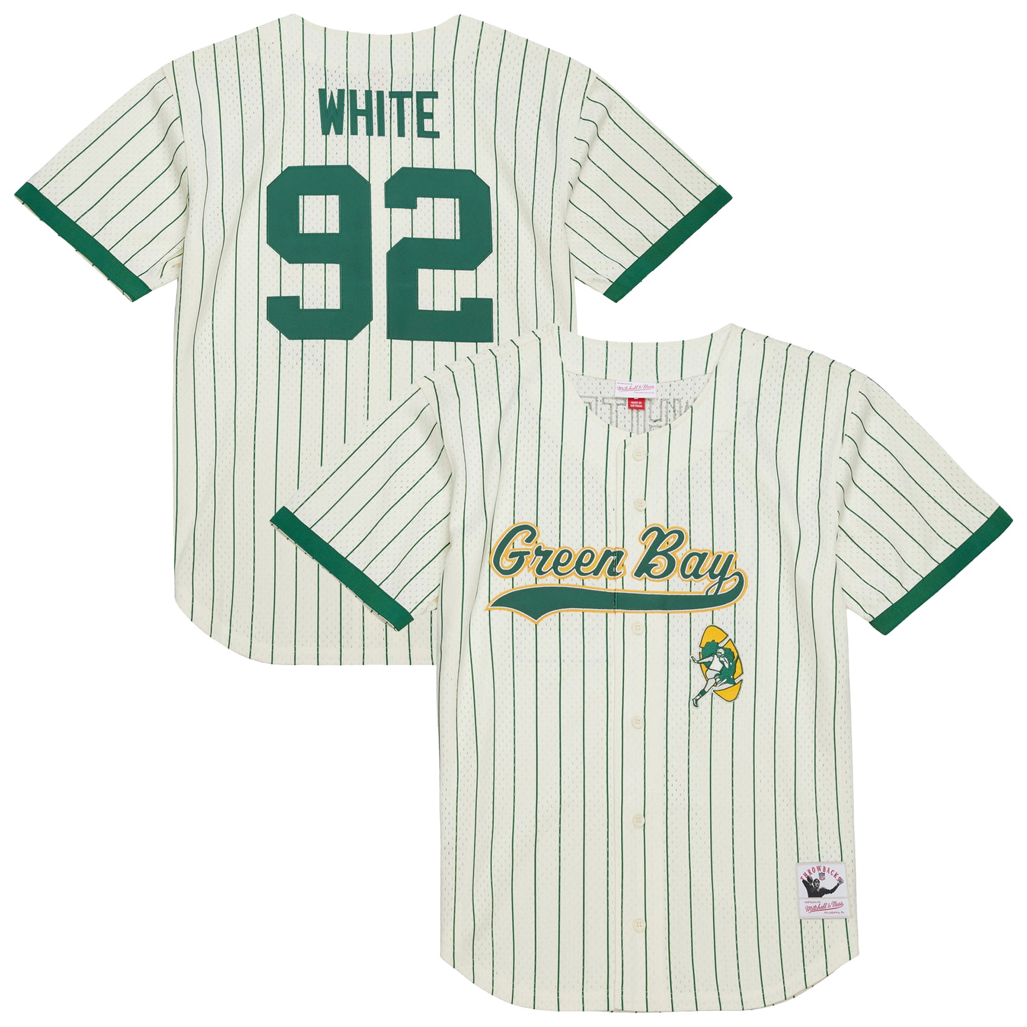 Men's Mitchell & Ness Reggie White Cream Green Bay Packers Name