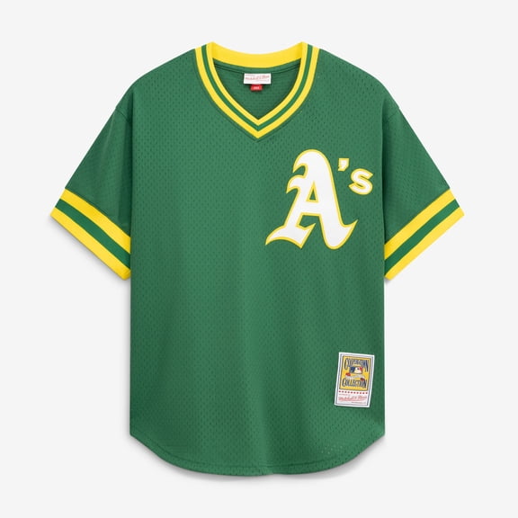 Men's Mitchell & Ness Rickey Henderson Green Athletics Authentic Batting Practice Jersey