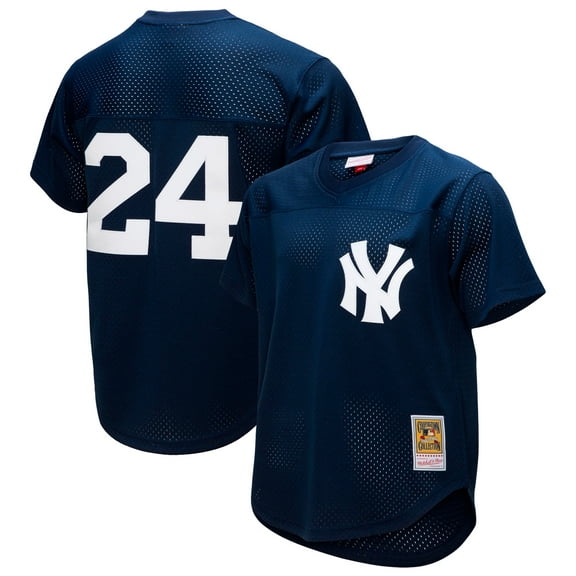 Men's Mitchell & Ness Rickey Henderson Navy New York Yankees Cooperstown Collection Mesh Batting Practice Button-Up