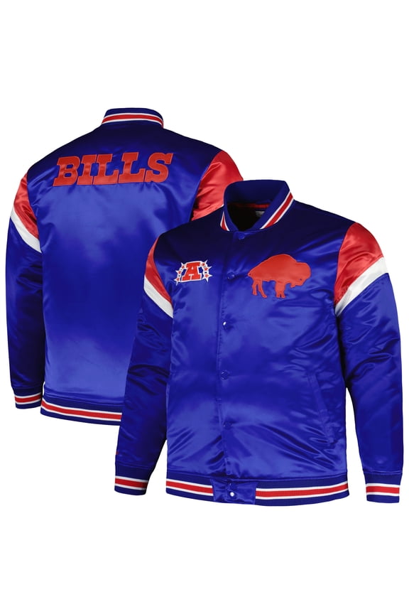 Men's Mitchell & Ness Royal Buffalo Bills Big & Tall Satin Full-Snap Jacket