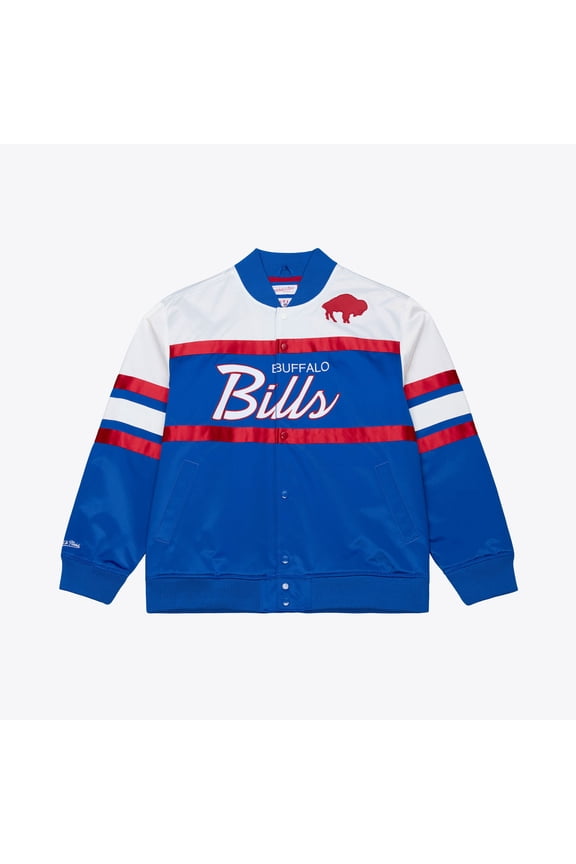 Men's Mitchell & Ness Royal Buffalo Bills Head Coach Lightweight Full-Snap Satin Jacket