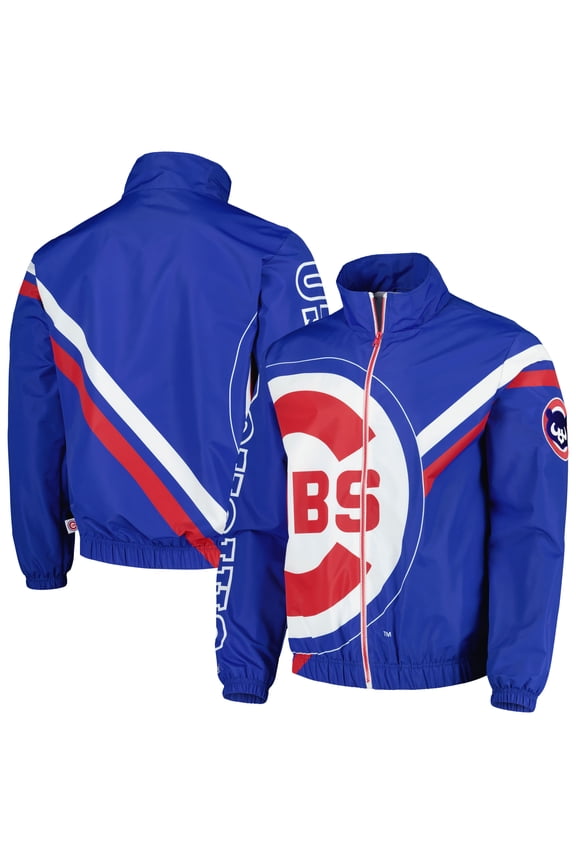 Men's Mitchell & Ness Royal Chicago Cubs Exploded Logo Warm Up Full-Zip Jacket