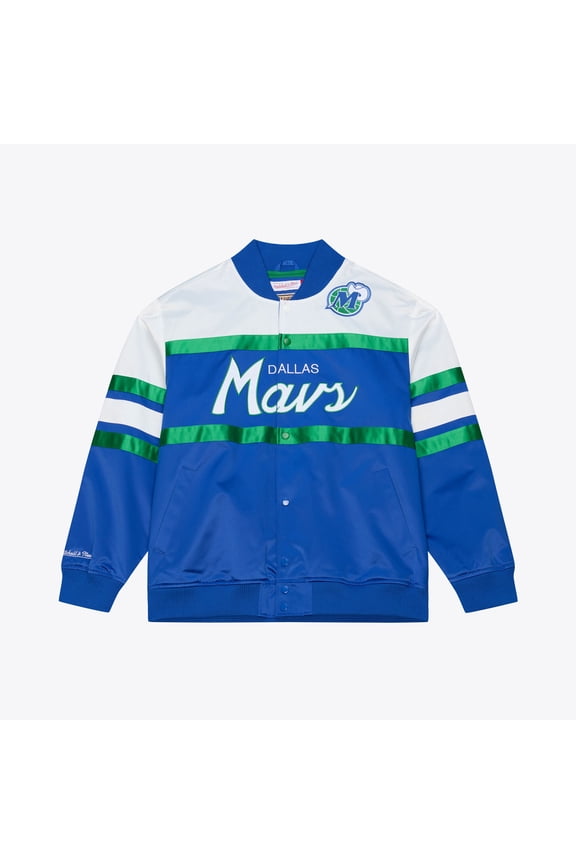 Men's Mitchell & Ness  Royal Dallas Mavericks Hardwood Classics Head Coach Lightweight Satin Full-Snap Jacket