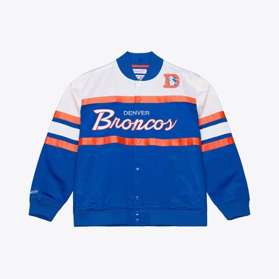 Men's Mitchell & Ness  Royal Denver Broncos Head Coach Lightweight Full-Snap Satin Jacket