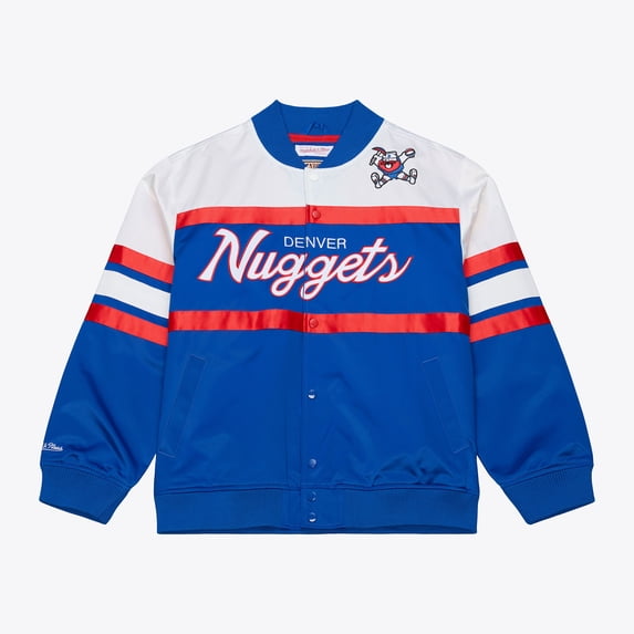 Men's Mitchell & Ness Royal Denver Nuggets Hardwood Classics Head Coach Lightweight Satin Full-Snap Jacket