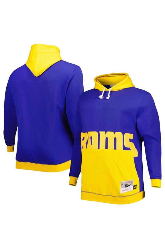 Men's Mitchell & Ness Royal/Gold Los Angeles Rams Big & Tall Big Face Pullover Hoodie