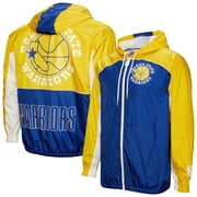 Mens Mitchell & Ness Royal Golden State Warriors Hardwood Classics Big Shot Premium Full-Zip Windbreaker Jacket