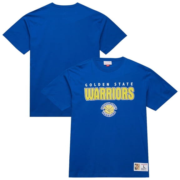 Men's Mitchell & Ness  Royal Golden State Warriors Hardwood Classics Throw It Back Premium T-Shirt