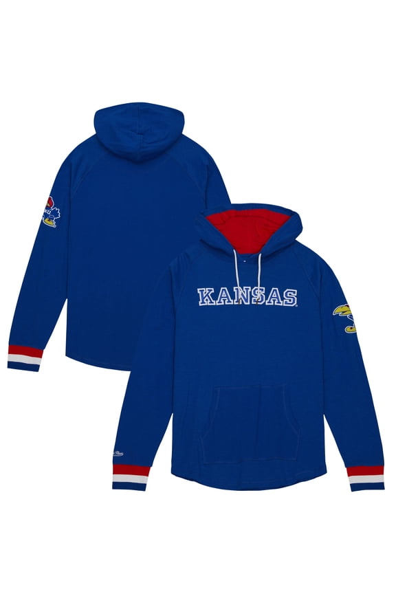 Men's Mitchell & Ness Royal Kansas Jayhawks Legendary Raglan Pullover Hoodie