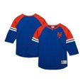 thumbnail image 1 of Men's Mitchell & Ness Royal New York Mets Cooperstown Collection Legendary Raglan Slub Henley 3/4-Sleeve T-Shirt, 1 of 5