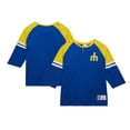 thumbnail image 1 of Men's Mitchell & Ness Royal Seattle Mariners Cooperstown Collection Legendary Raglan Slub Henley 3/4-Sleeve T-Shirt, 1 of 5