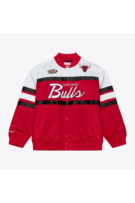 Men's Mitchell & Ness  Red Chicago Bulls Hardwood Classics Head Coach Lightweight Satin Full-Snap Jacket