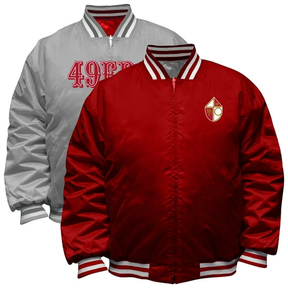 Men's Mitchell & Ness Scarlet/Silver San Francisco 49ers Big & Tall Throwback Reversible Full-Zip Jacket