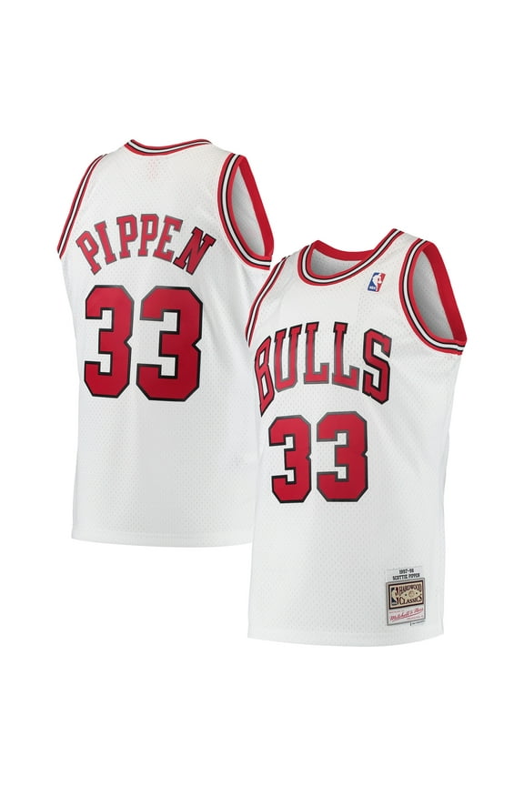 Men's Mitchell & Ness Scottie Pippen White Chicago Bulls Hardwood Classics Swingman Jersey