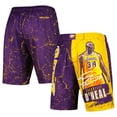 thumbnail image 1 of Men's Mitchell & Ness Shaquille O'Neal Purple Los Angeles Lakers Hardwood Classics Player Burst Shorts, 1 of 3