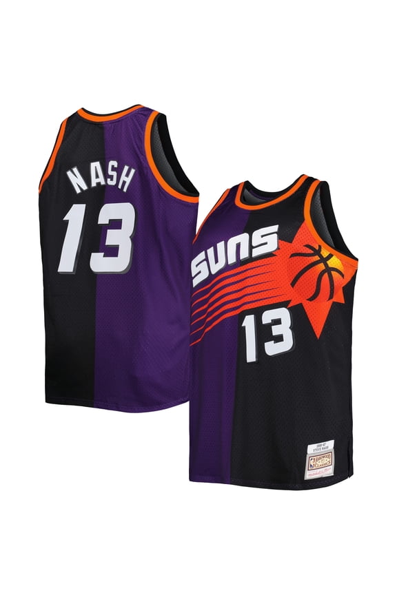 Men's Mitchell & Ness Steve Nash Purple/Black Phoenix Suns Big & Tall Hardwood Classics 1996/97 Split Swingman Jersey