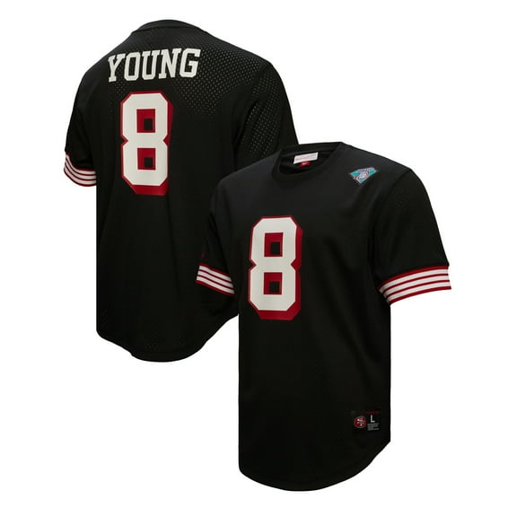Men's Mitchell & Ness Steve Young Black San Francisco 49ers Retired Player Name & Number Mesh Top